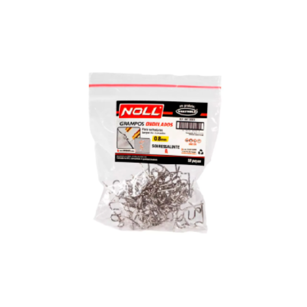 Grampo Ondulado para Solda Plástica 0,8mm com 50 Peças Noll