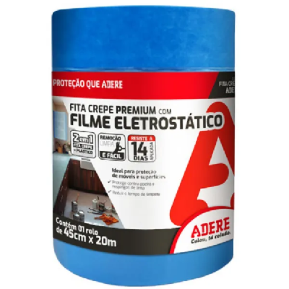 Fita Crepe Azul Filme Eletrostático 450MMX20M Adere