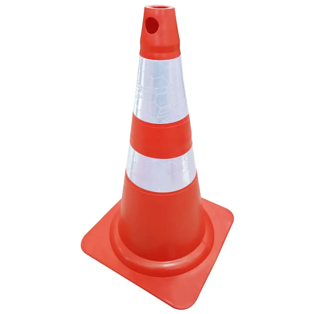 Cone Sinalizador Flexível  75 cm Laranja e Branco Plastcor
