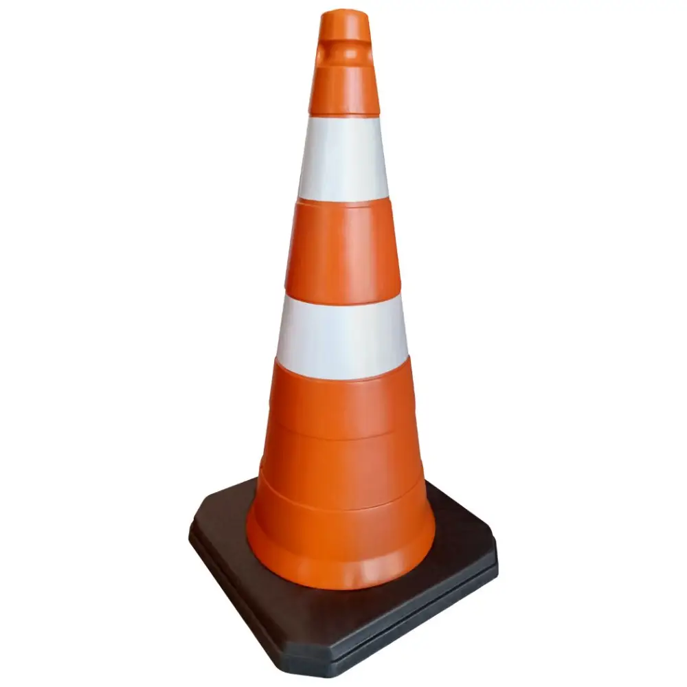 Cone Sinalizador de Obra 75cm Laranja e Branco Plastcor