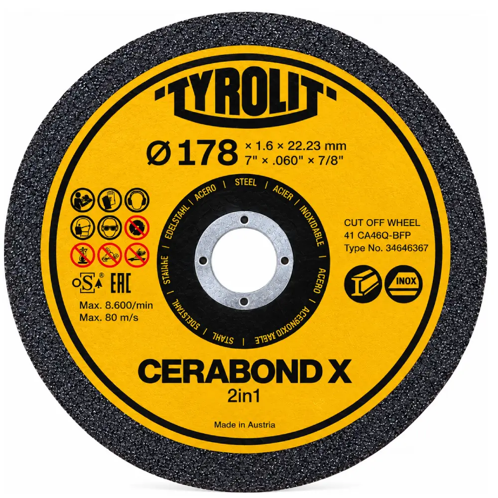 Disco Corte Cerabond X 178x1,6mm 34646367 Tyrolit