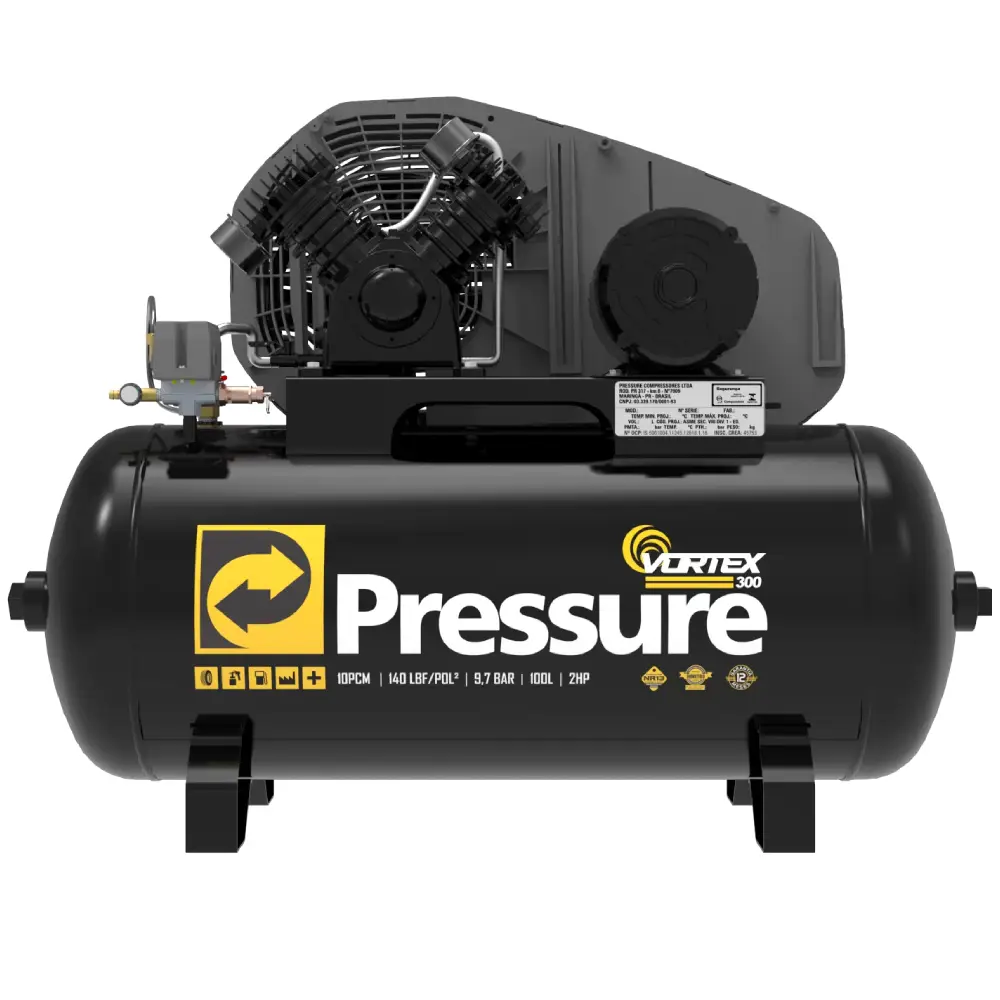 Compressor de Ar Press Vórtex 10/100L 140 PSI 2HP Pressure
