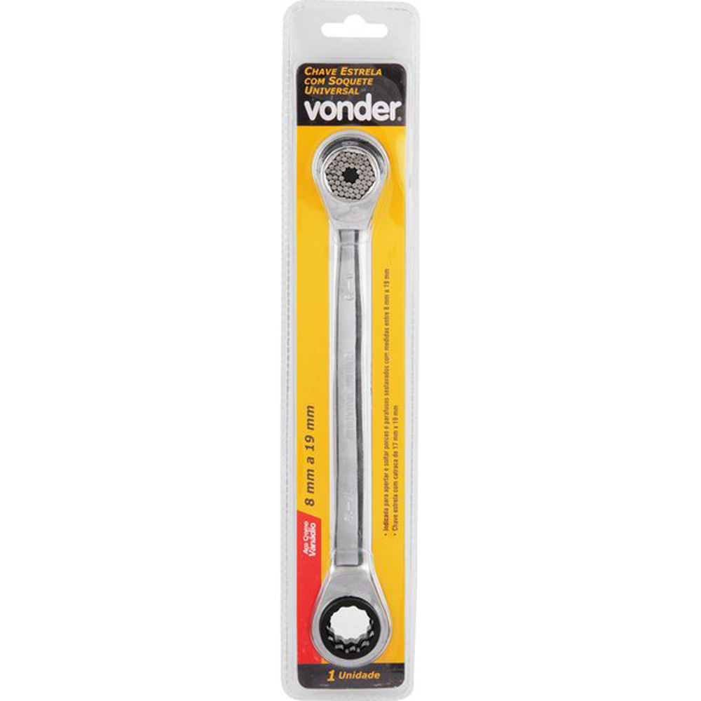 Chave estrela com soquete universal 8mm a 19mm Vonder