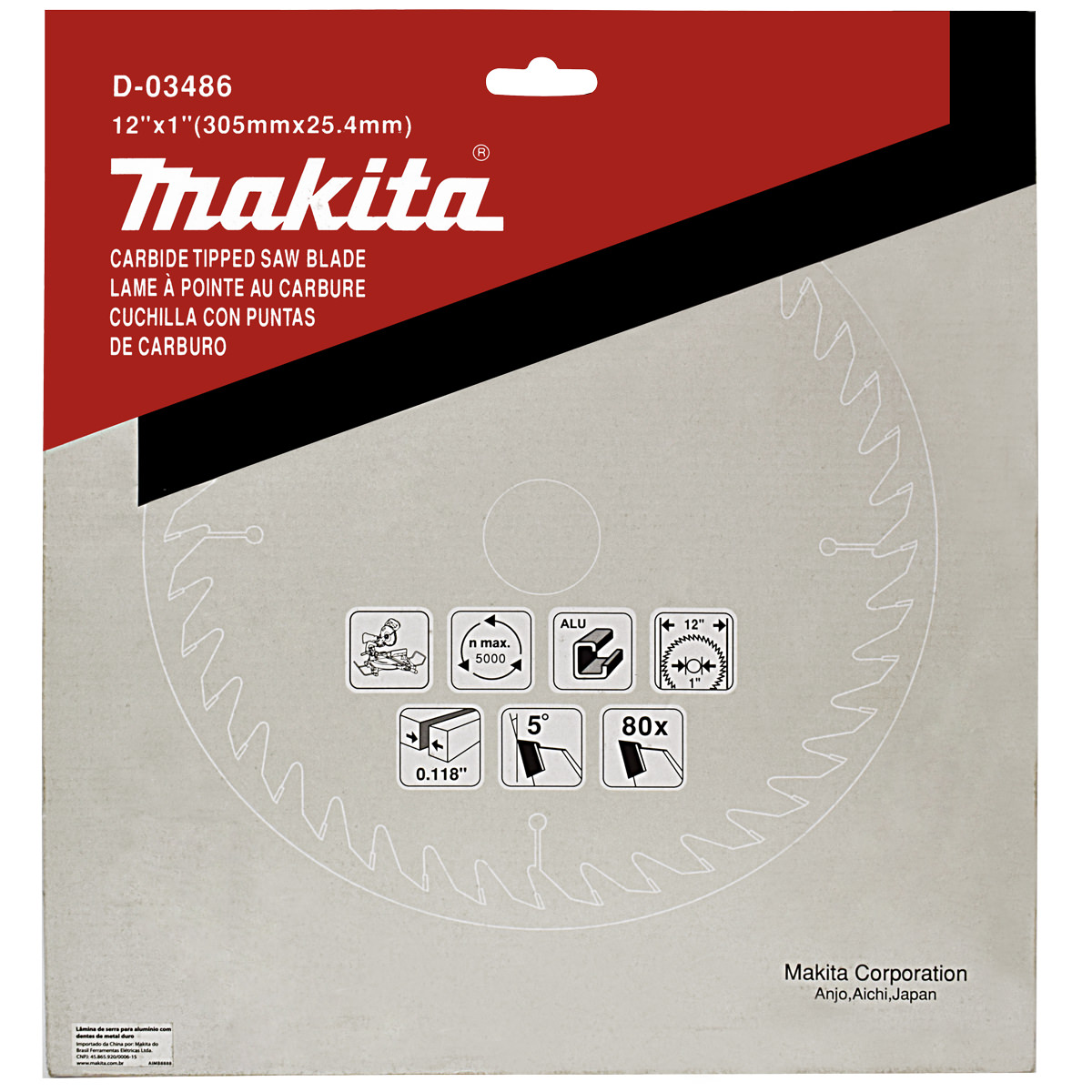 Disco de Serra Circular 12 Pol. 80 Dentes D-03486 Makita