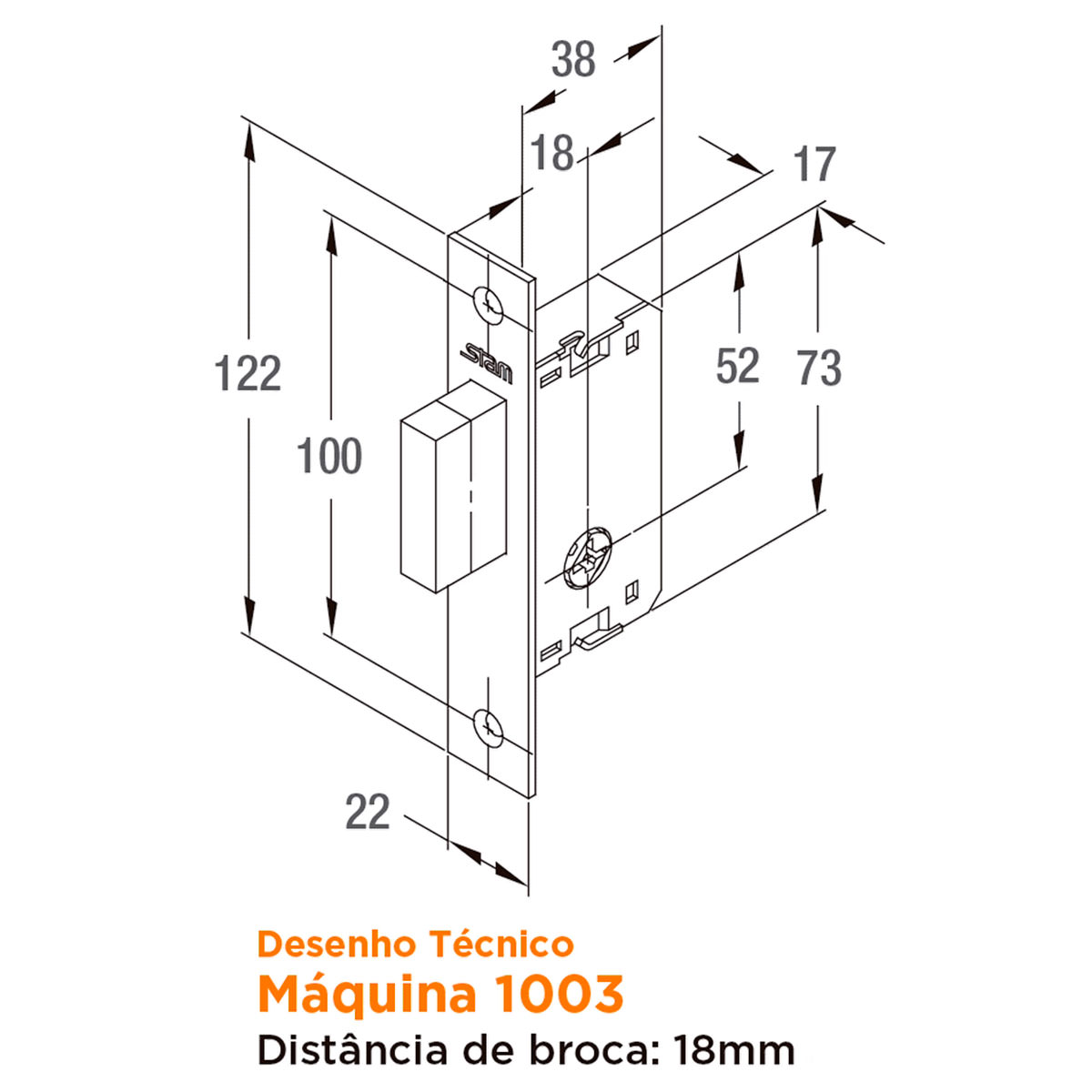 Fechadura Tetra Auxiliar 1003 (2 fechaduras) Espelho em Inox Stam