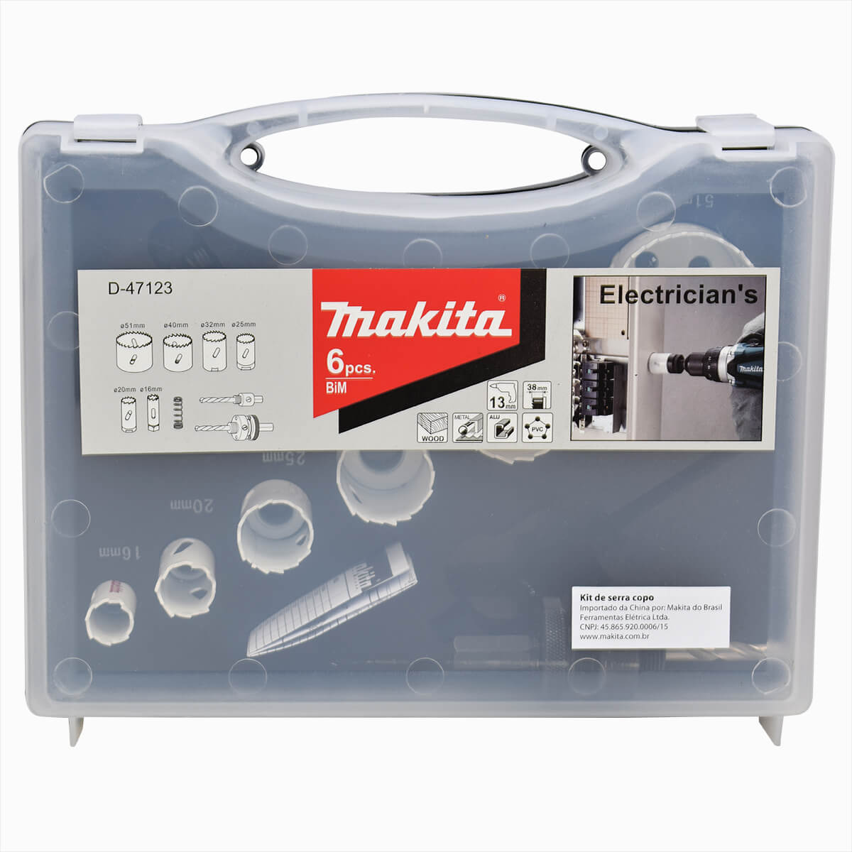 Kit Serra Copo 6 Peças Bimetal 16 a 51 mm D-47123 Makita