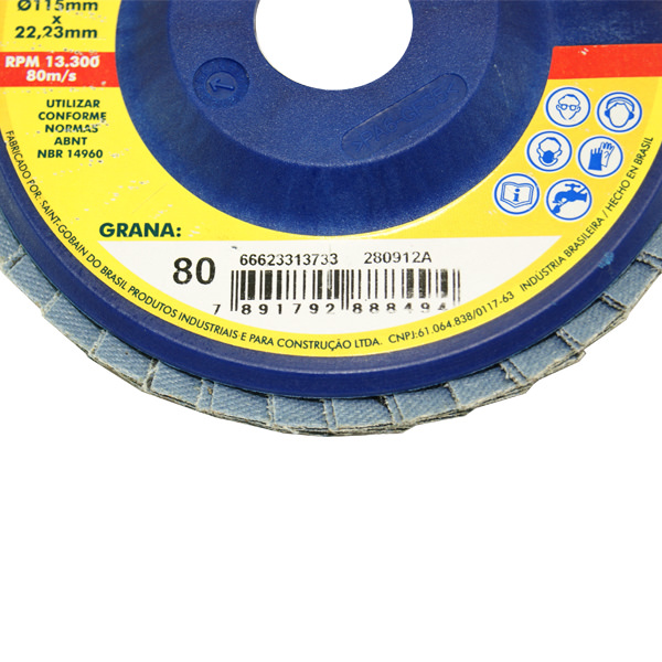 Disco Flap-Disc R 822 Suporte Plástico 115mm GR080 - Norton