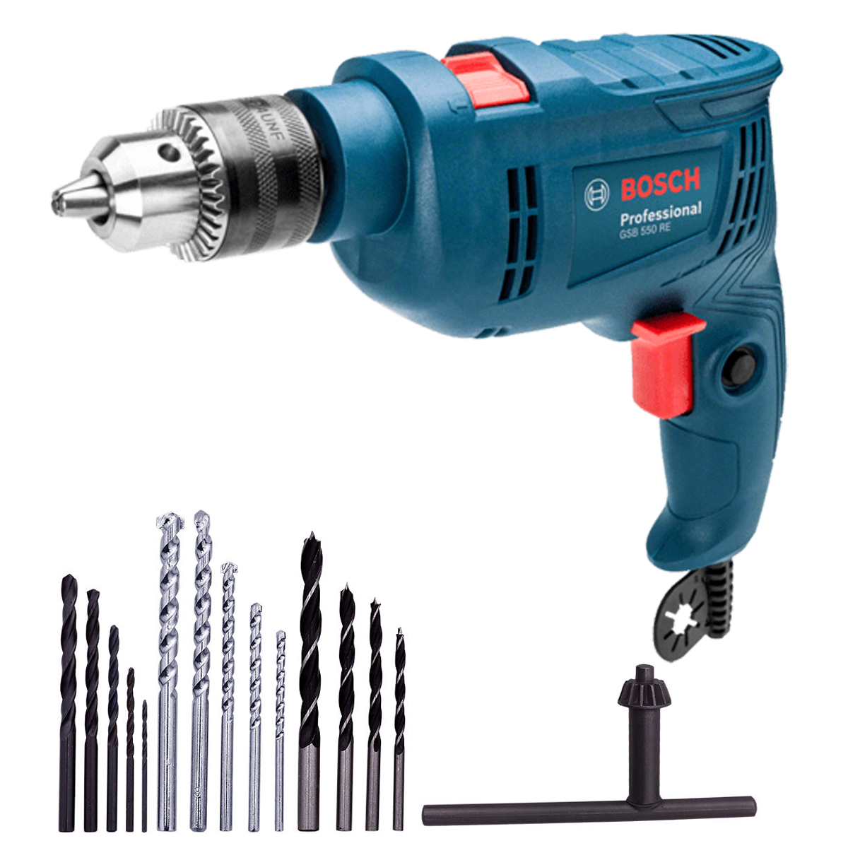 Furadeira De Impacto Rev. Variável 1/2 pol. 550W GSB 550 RE Bosch Furadeira De Impacto Rev. Variável 1/2 pol. 550W GSB 550 RE Bosch