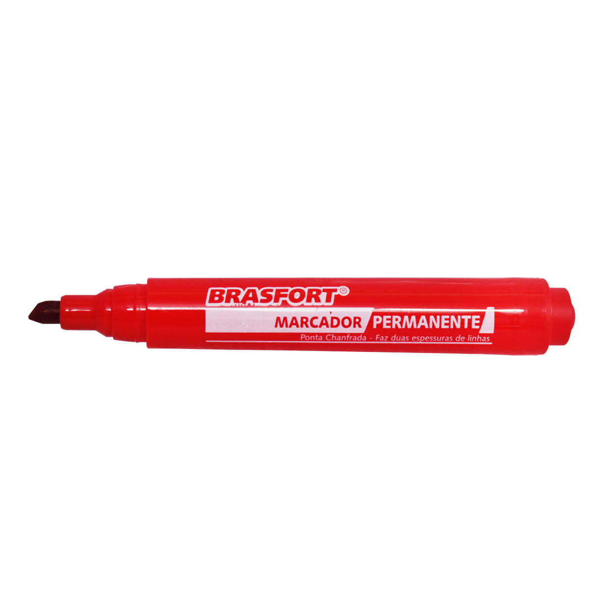 Marcador Permanente Caneta Ponta Grossa Vermelha Brasfort