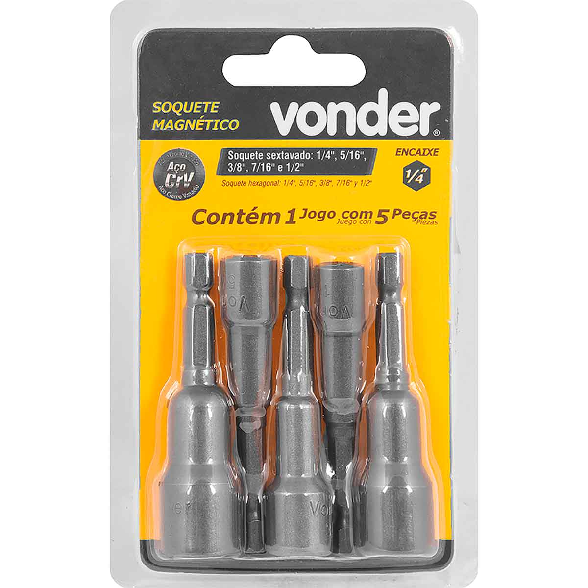 Jogo de Soquete Magnético com 5 Peças Vonder