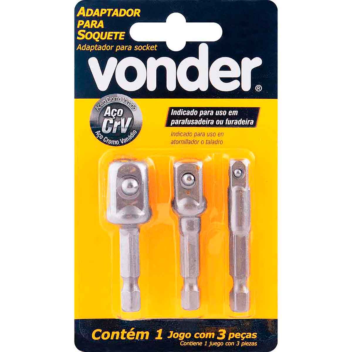 Jogo de Adaptador para Soquetes com 3 Peças Vonder