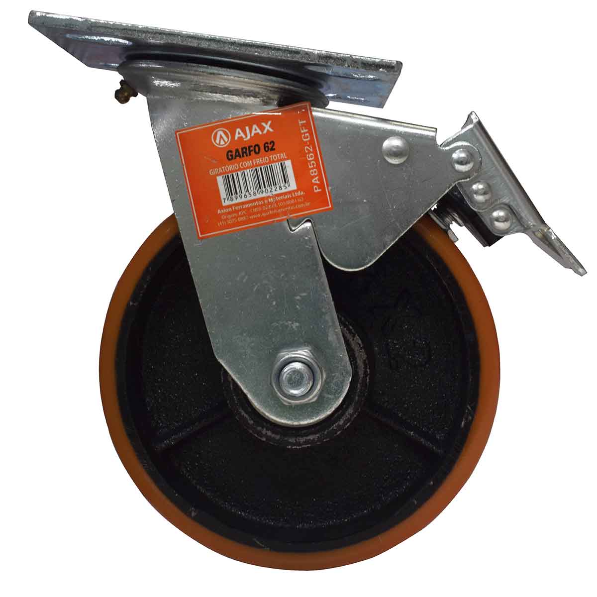 Rodízio Giratório com Freio Total 06 Pol Leve GS PU 616 Ajax