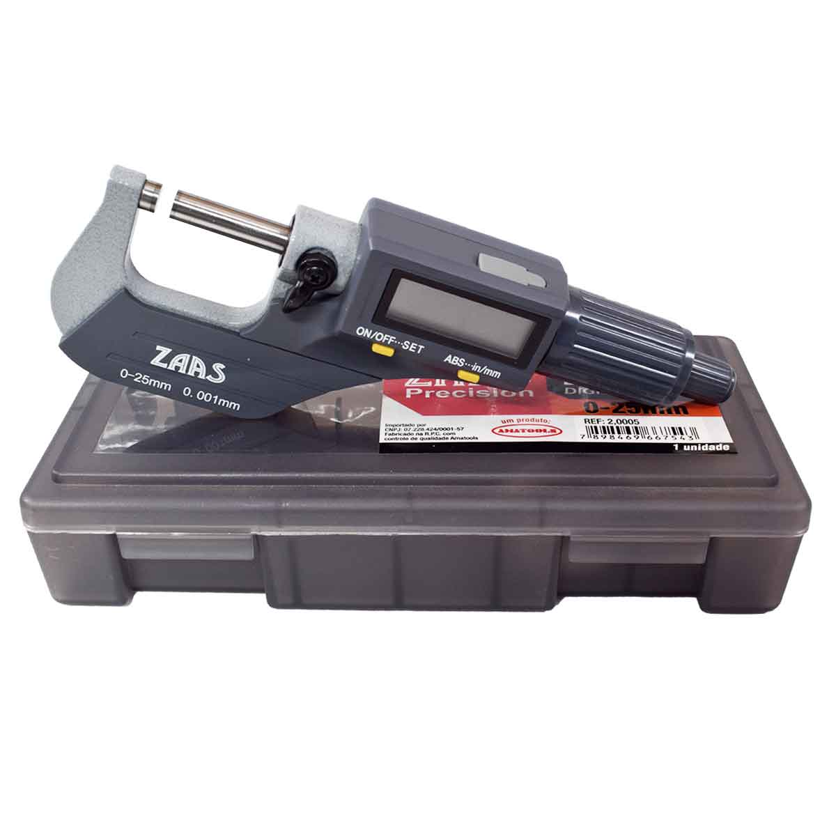 Micrômetro Externo Digital 0-25 mm 0.001 Zaas