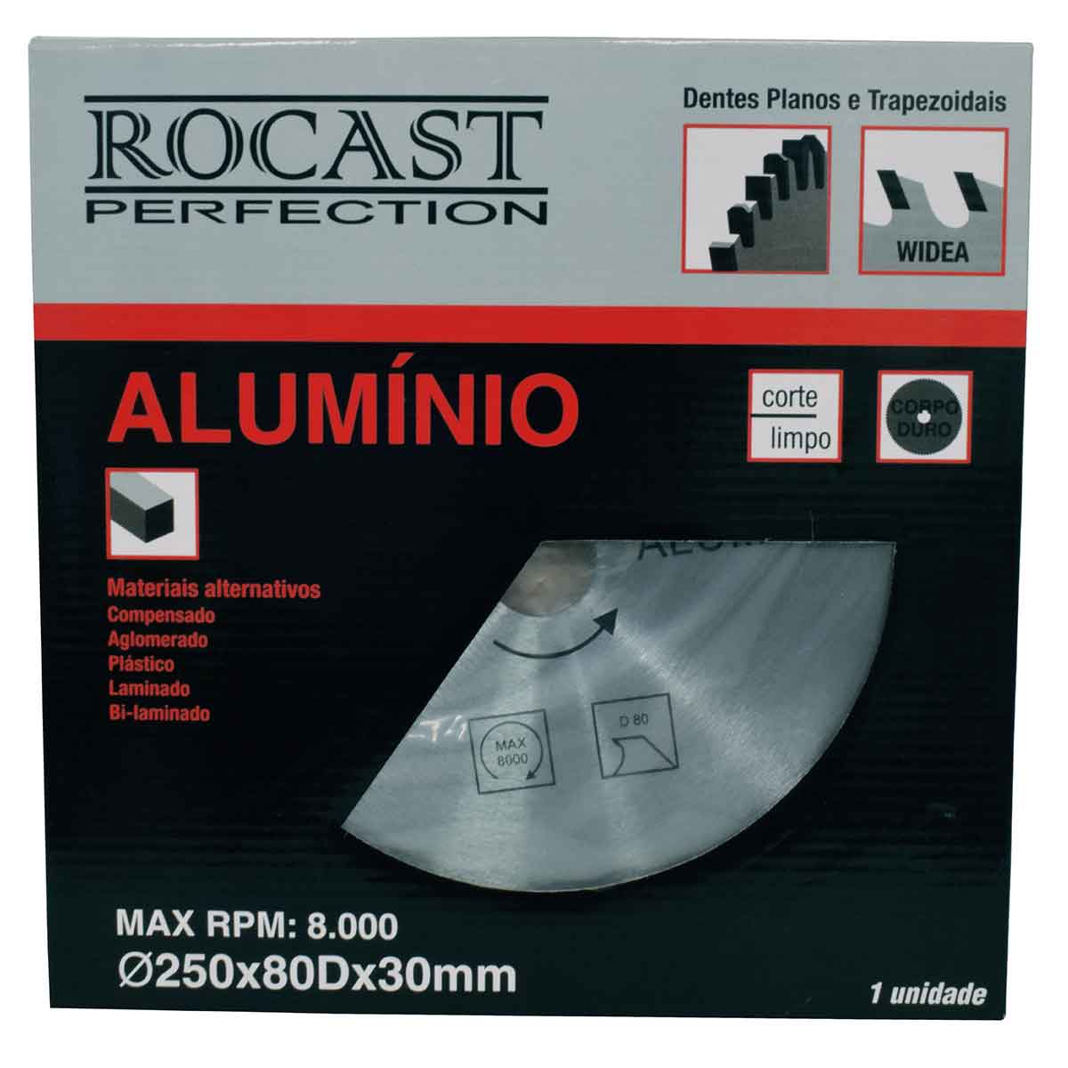 Serra Alumínio 250x80mm com 30 Dentes Rocast