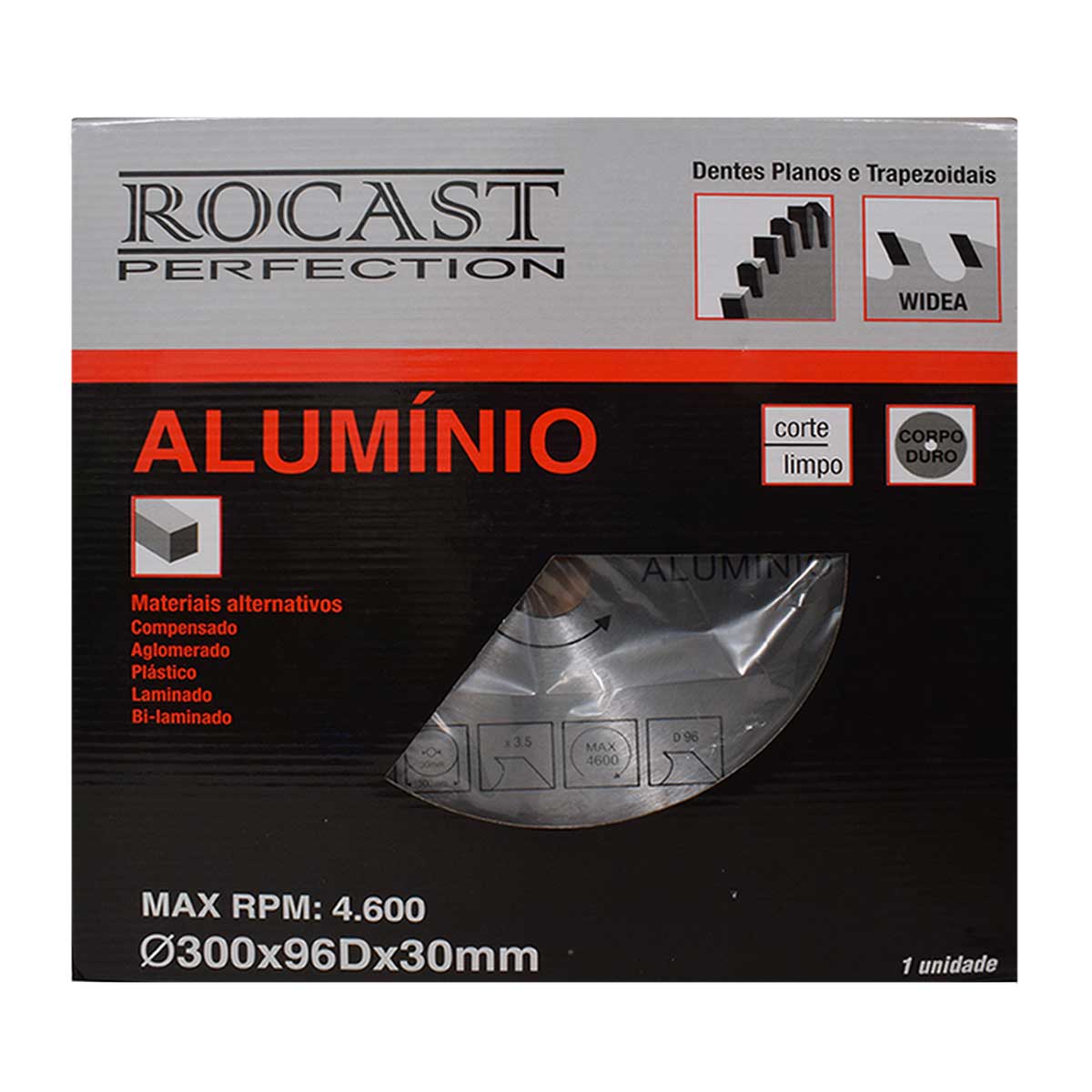 Serra Videa para Alumínio 300mm x 96 dentes x 30mm Rocast