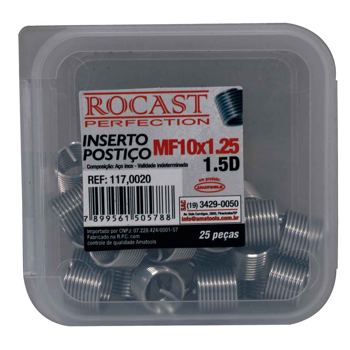 Jogo de Inserto Postiço M10X1,25 25 Unidade Rocast