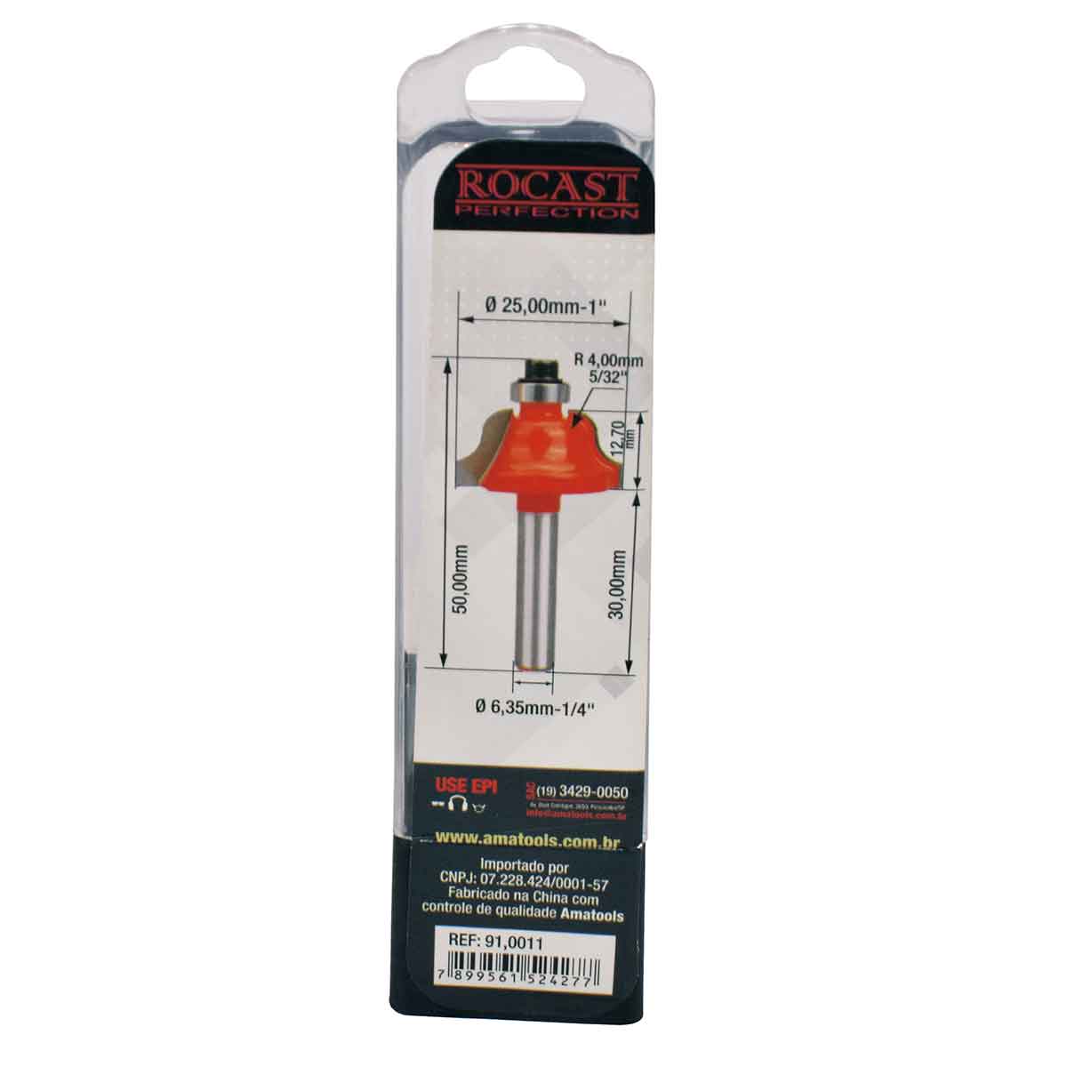 Fresa Para Tupia Moldura Arredondada com Rolamento 7/8x1/4 Rocast
