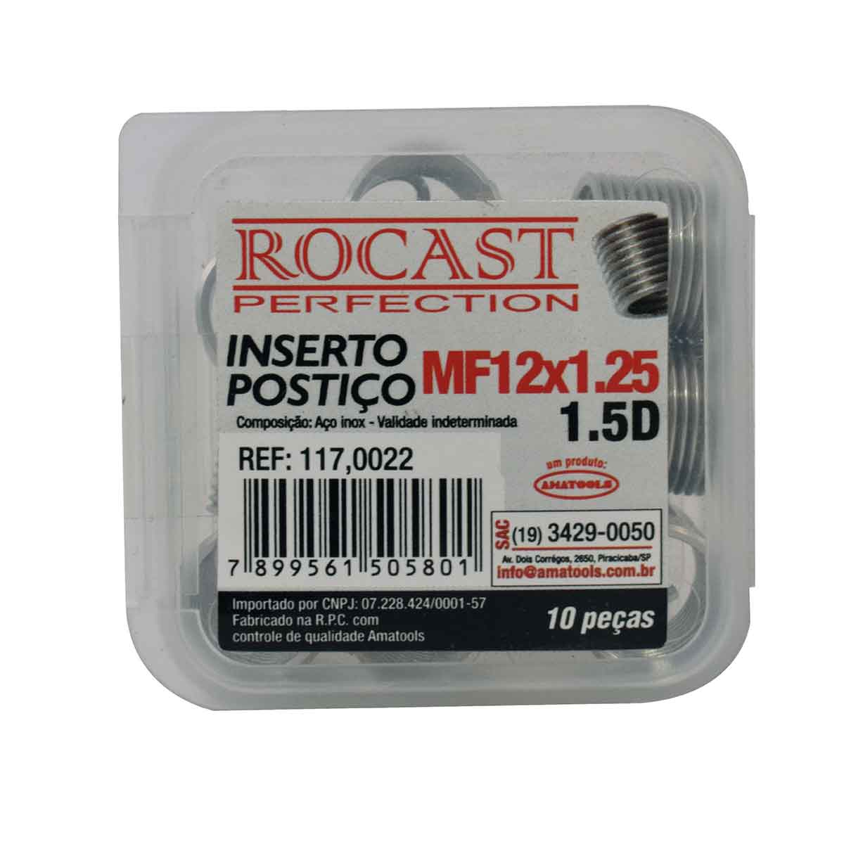 Jogo de Inserto Postiço M12X1,25 10 Unidade Rocast