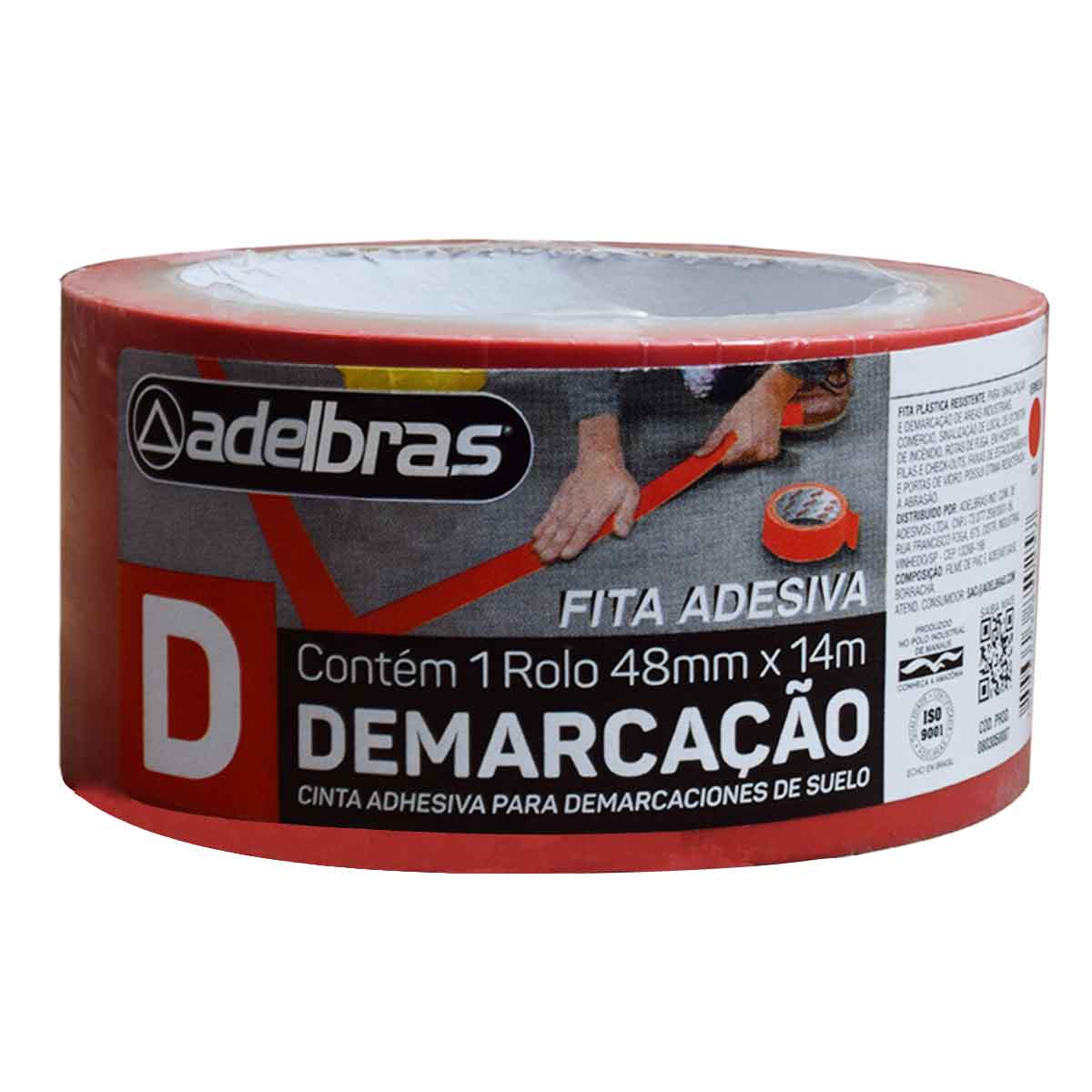 Fita Adesiva para Demarcação Vermelha 48mmx14m Adelbras