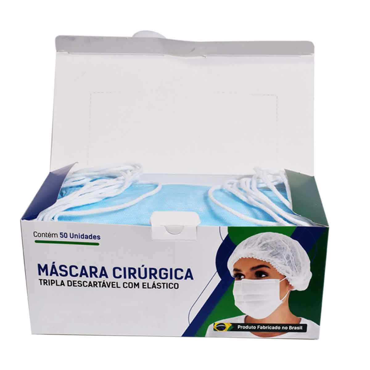 Máscara Cirúrgica Descartável Tripla 50 Unidades