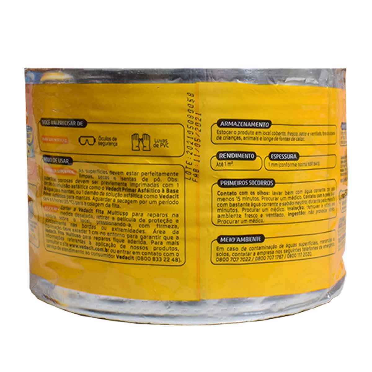 Fita Multiuso 10cm x 10m Asfáltica Impermeável Vedacit