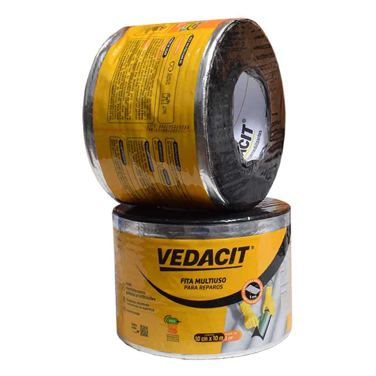 Fita Multiuso 10cm x 10m Asfáltica Impermeável Vedacit