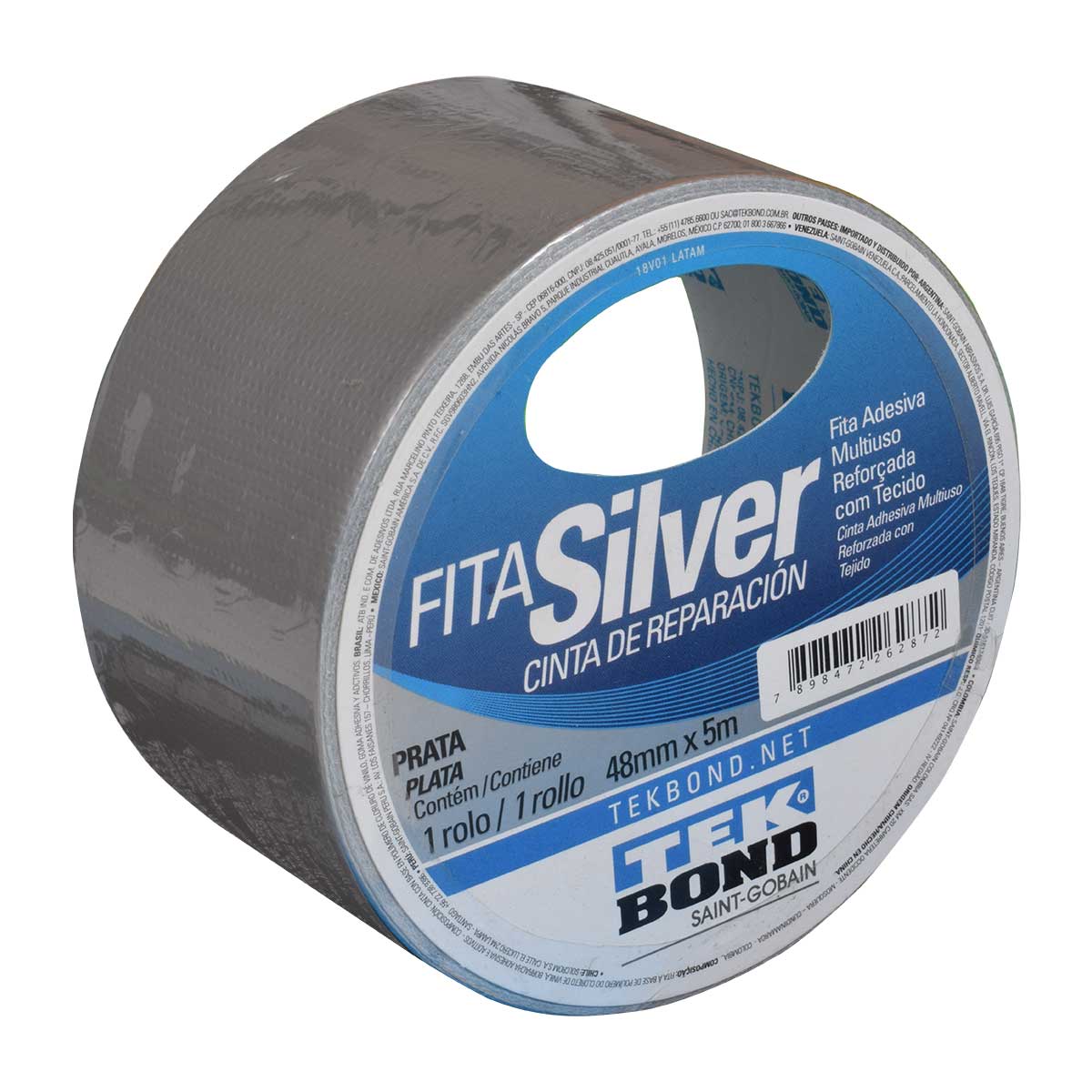 Fita Adesiva Multiuso Prata 48mmx05m SilverTape Tekbond 