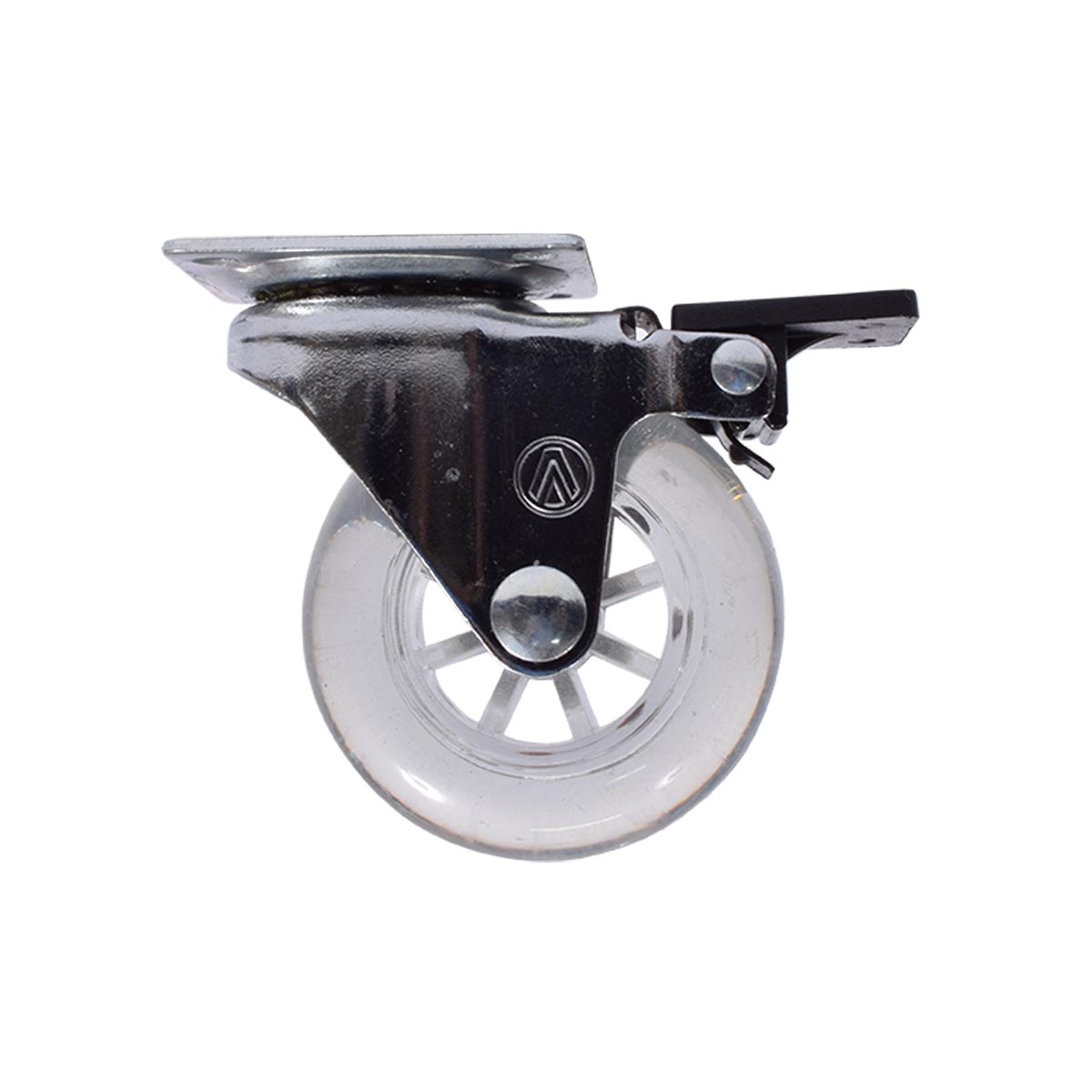 Rodízio Transparente Giratório 50mm Com Freio Ajax