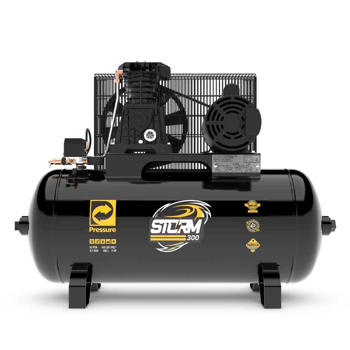 Compressor de Ar 10 Pés 100L Monofásico Storm 300 Pressure