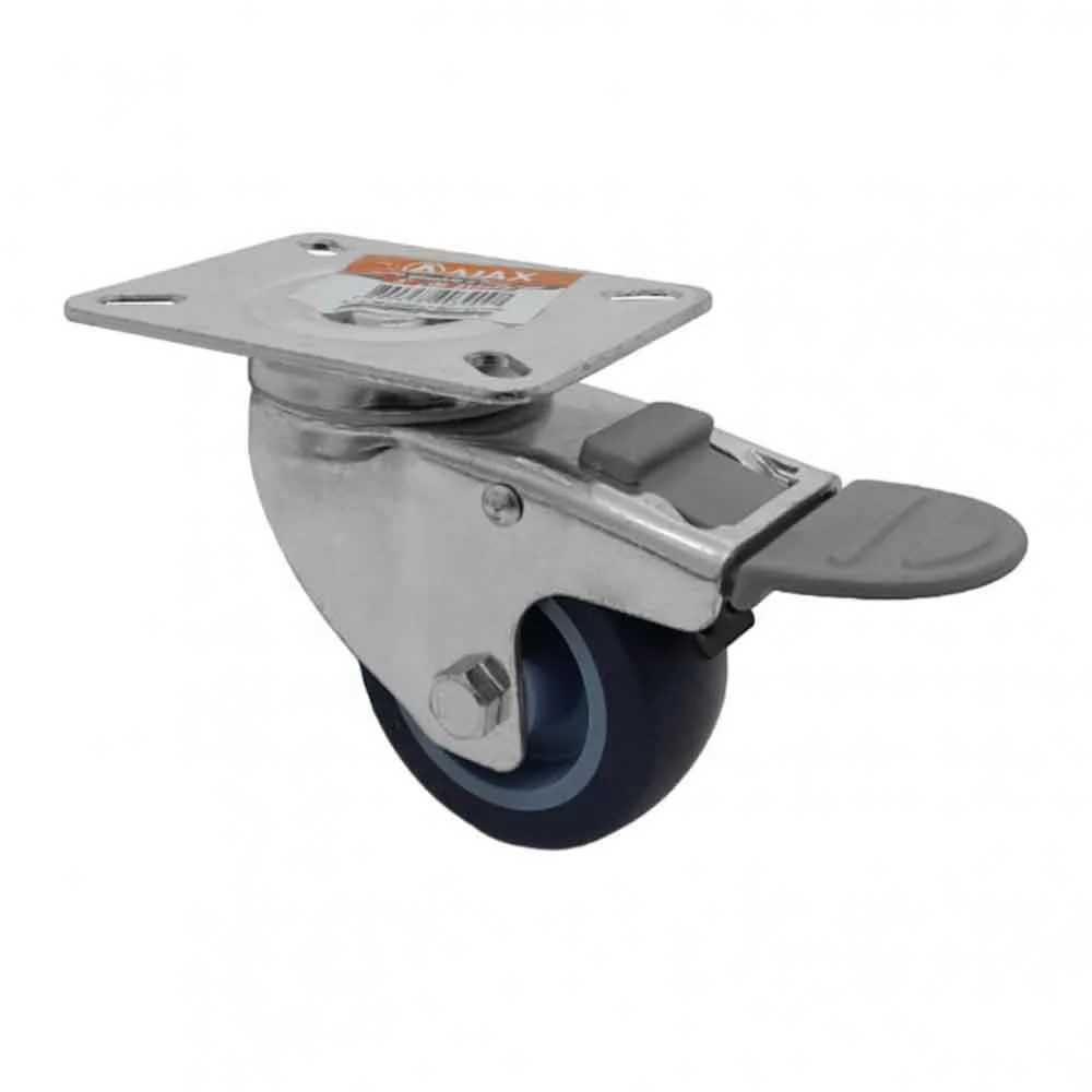 Rodízio Giratório Com Freio Total 03 Polegadas Borracha Ajax