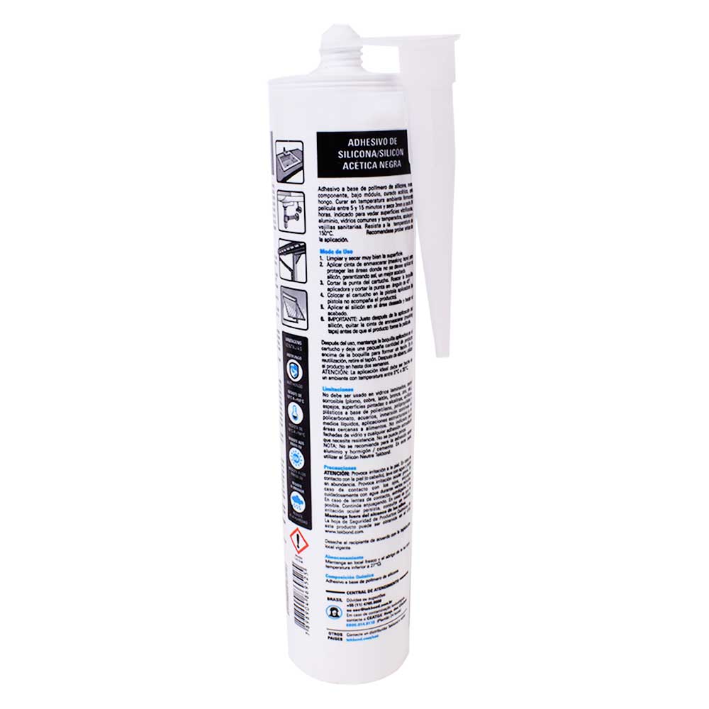 Silicone Acético Preto 256g Tekbond