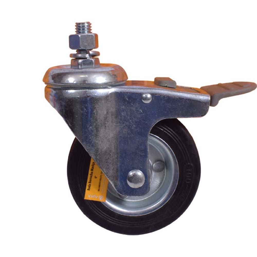 Rodízio Giratório Com Freio Total 05 Polegadas Borracha Ajax