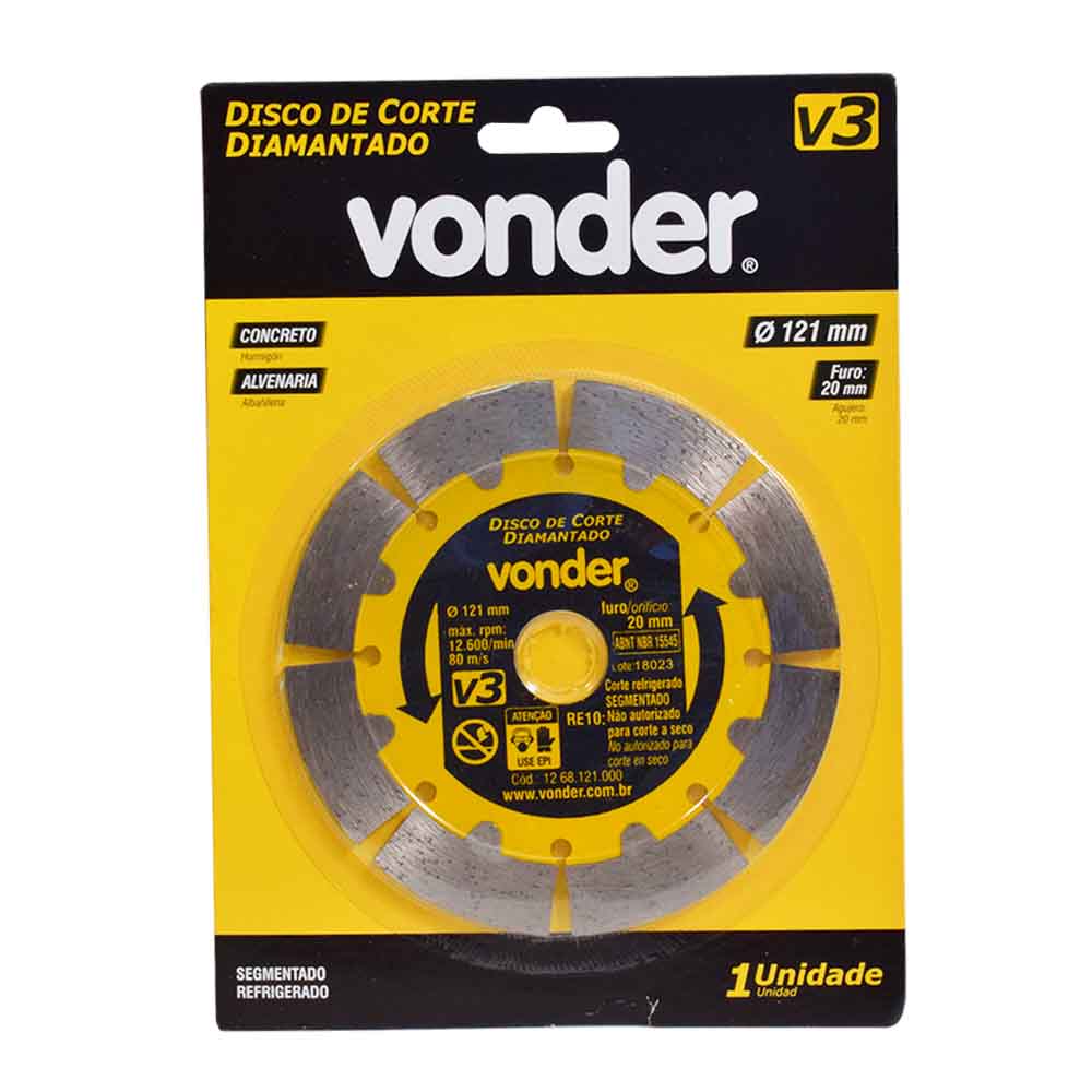 Disco Diamantado 121mm V3 Segmentado Corte De Parede Vonder