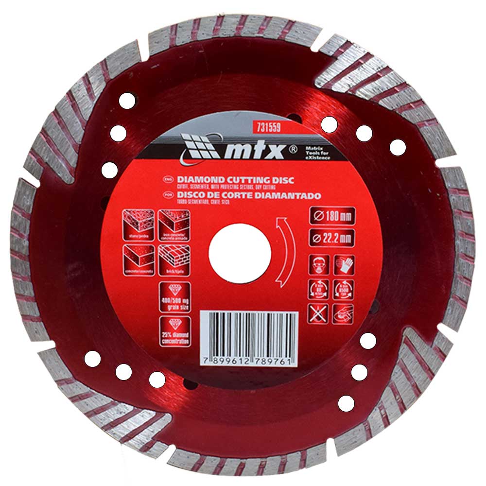 Disco de Corte Diamantado Segmentado 180X22,2mm 731559 MTX