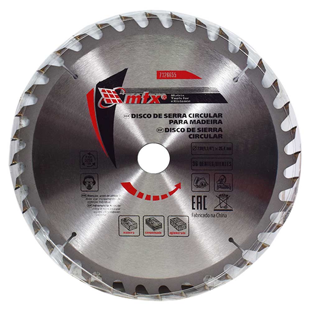 Disco de Serra Circular para Madeira 230 mm 36 Dentes Mtx 