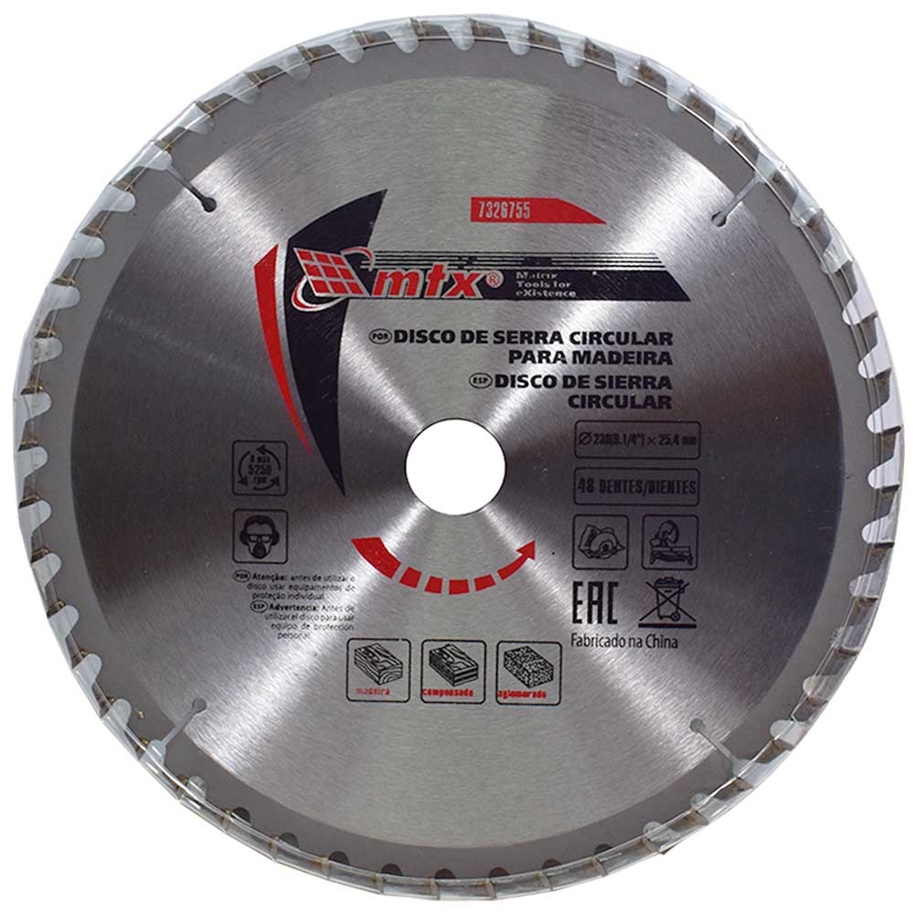 Disco de Serra Circular para Madeira 230 mm 48 Dentes Mtx
