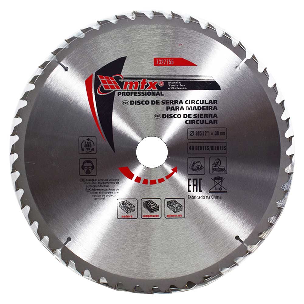 Disco de Serra Circular para Madeira 305 mm 48 Dentes Mtx 