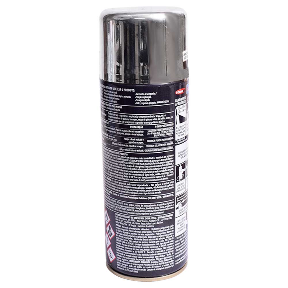 Tinta Spray Metallik Cromado 51 350ml Colorgin 