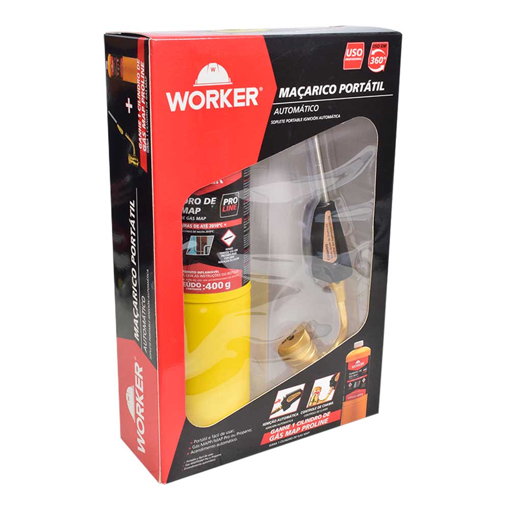 Maçarico Portátil Com Cilindro Gás Mapp Worker