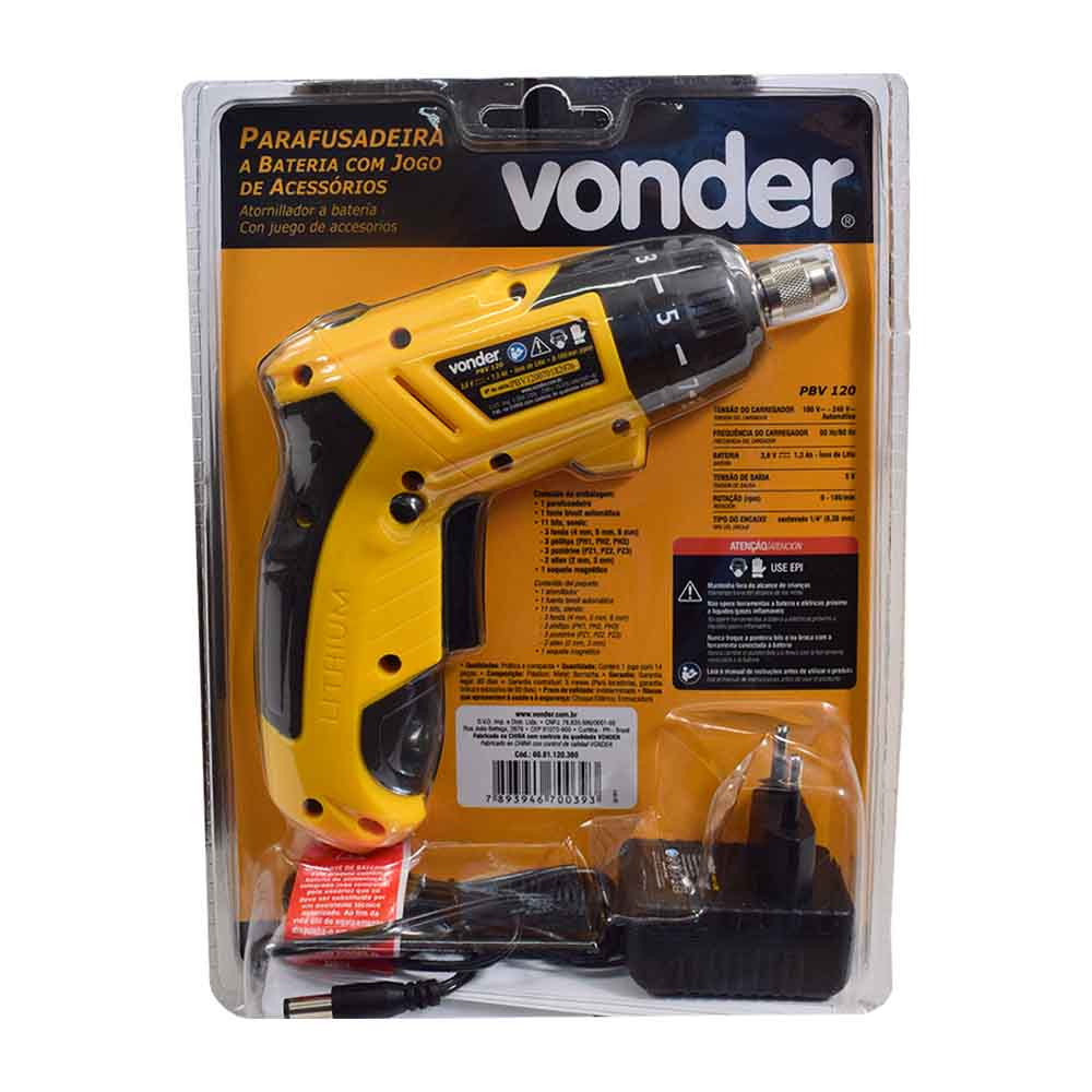 Parafusadeira Bateria 3,6V PBV120 Bivolt Vonder
