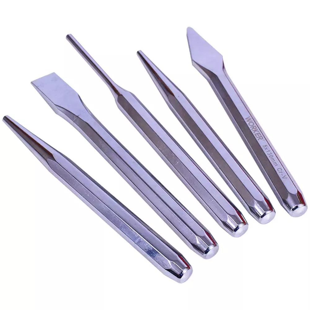 Jogo Talhadeira Saca Pino Punção 5 Peças Worker