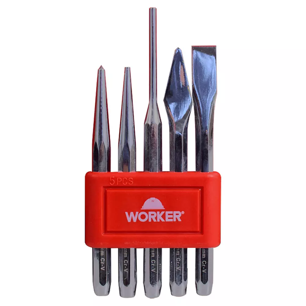 Jogo Talhadeira Saca Pino Punção 5 Peças Worker