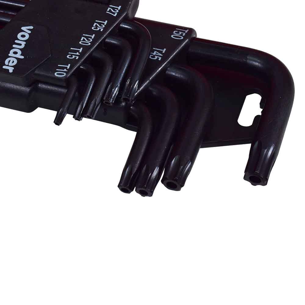Jogo Torx T-10 a T50 Crv L Longa 9 peças Vonder 