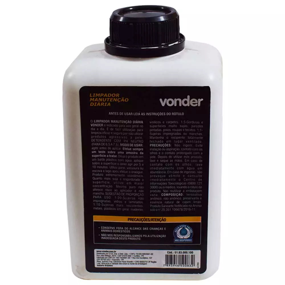 Limpador Manutenção Diária Biodegradável 1 Litro Vonder 