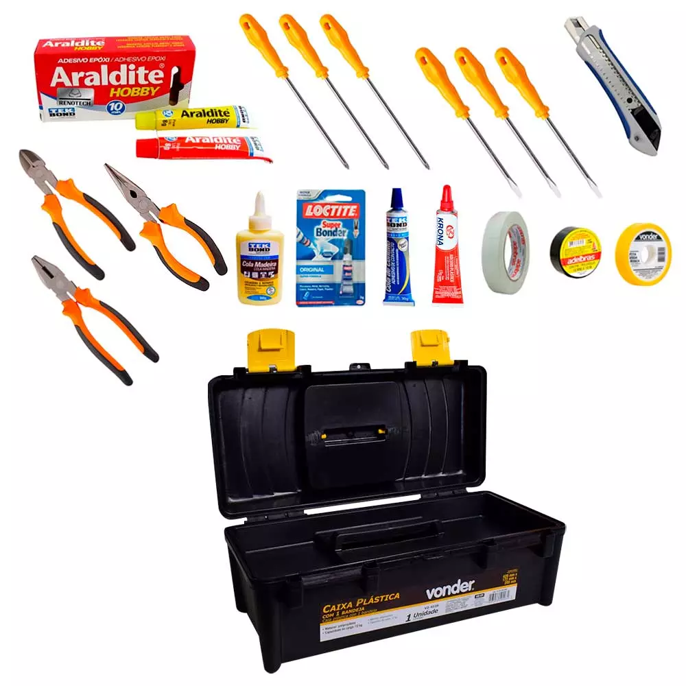 Kit De 18 Ferramentas Para Socorro e Manutenção Doméstica