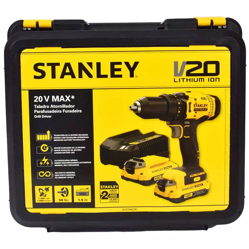 Furadeira e Parafusadeira de Impacto 1/ 2 20v SCD700C2K Stanley