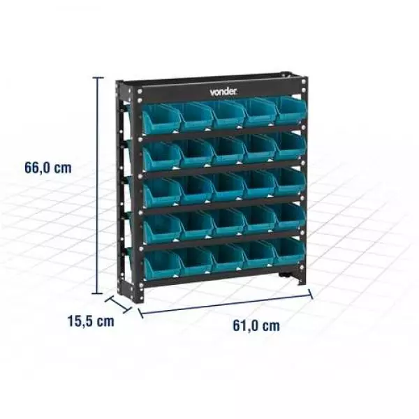 Estante Metálica com Gaveteiro 25/3 Azul Vonder