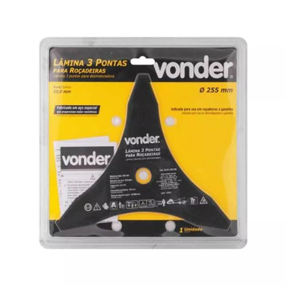 Lâmina 3 Pontas Para Roçadeira 255x20,0x3,8mm Vonder