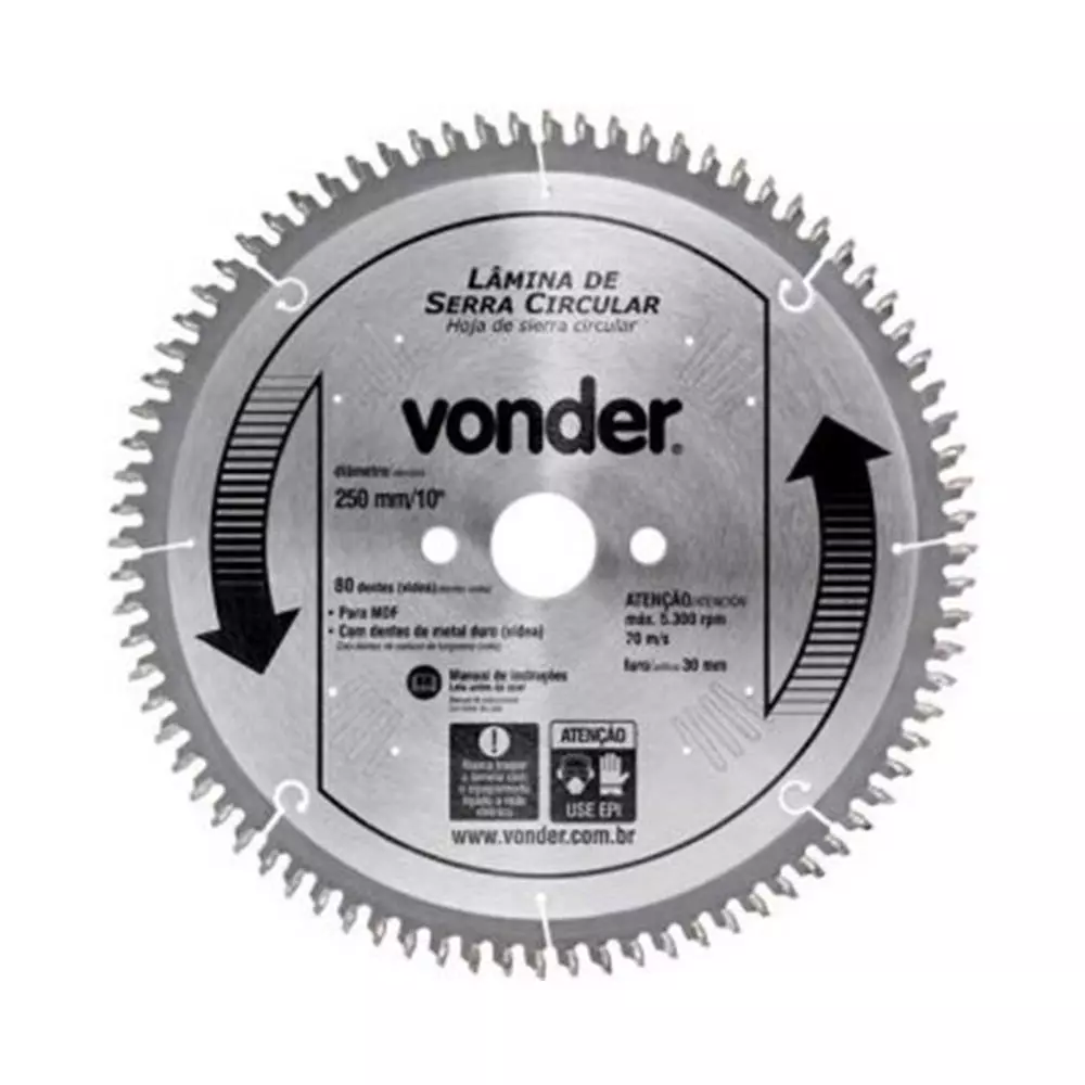 Lamina Serra Circular Videa 250 x 30 x 80 MDF Vonder