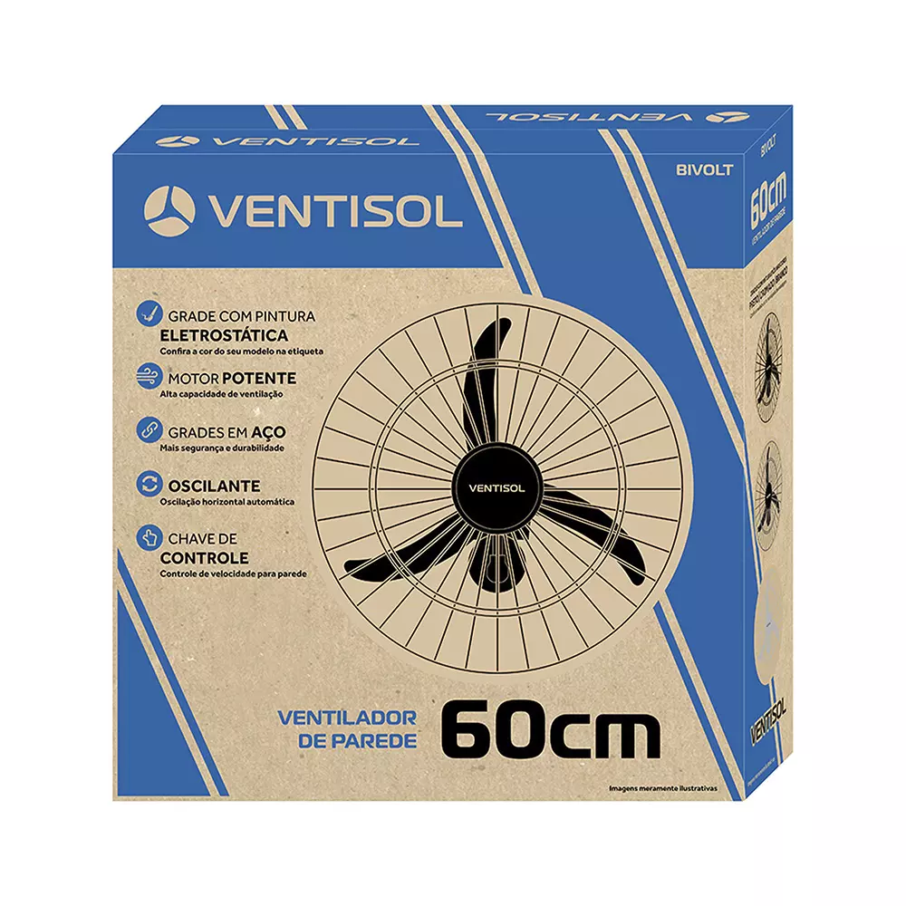 Ventilador Parede Indl. 60cm Bivolt 200W Ventisol